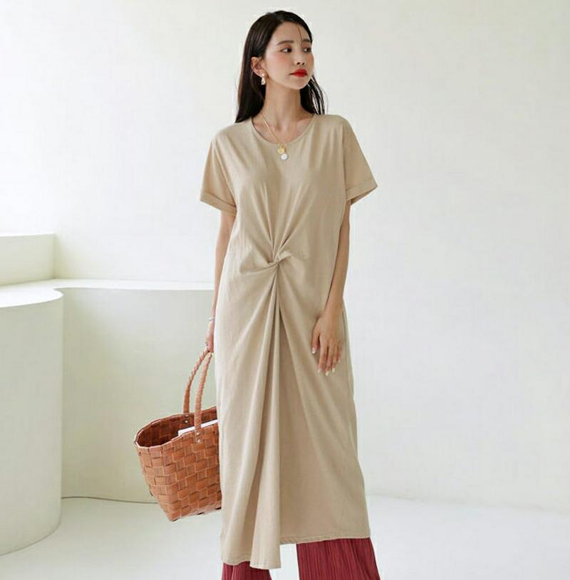 【新作10%OFF】ツイストロールアップワンピース・全3色・b56416 レディース【ops】【韓国 ファッション ワンピース 