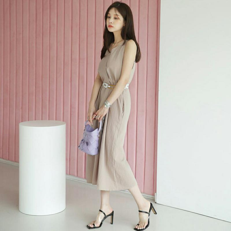 【新作10%OFF】タックスリーブレスワンピース・全3色・b62926 レディース【ops】【韓国 ファッション ワンピース ロ