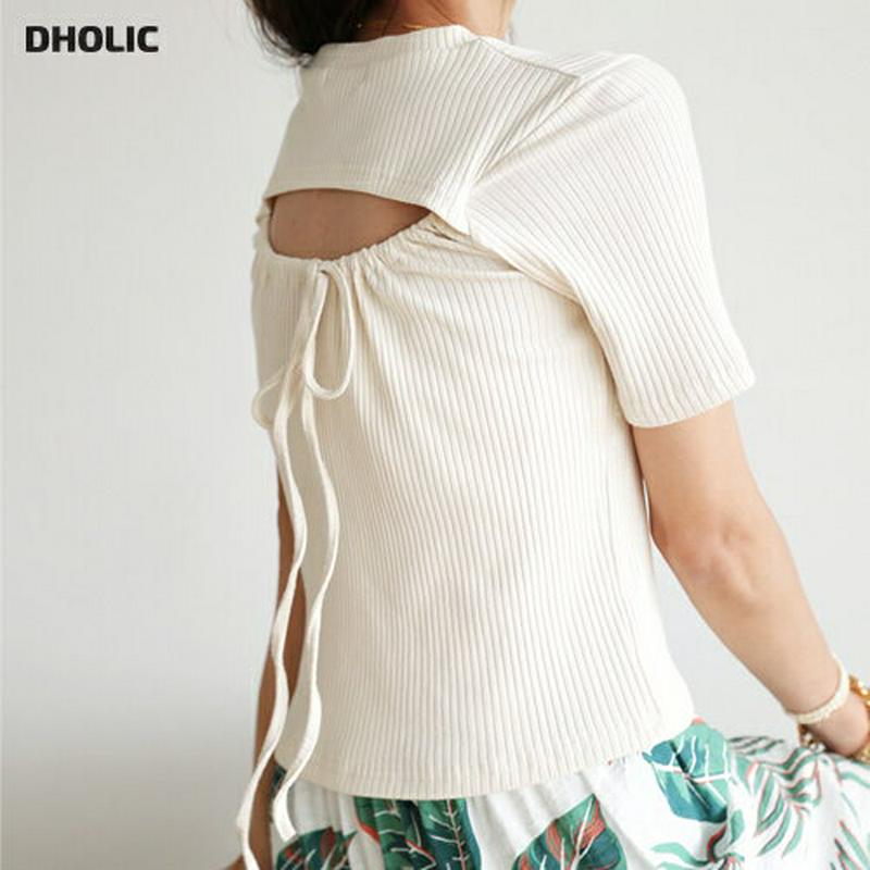 【新作10%OFF】バックスリットドロストTシャツ・全2色・t56401 レディース【tops】【韓国 ファッション トップス 