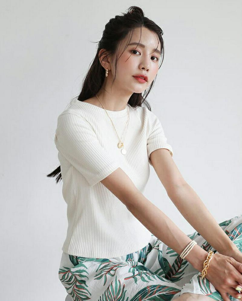 【新作10%OFF】バックスリットドロストTシャツ・全2色・t56401 レディース【tops】【韓国 ファッション トップス 