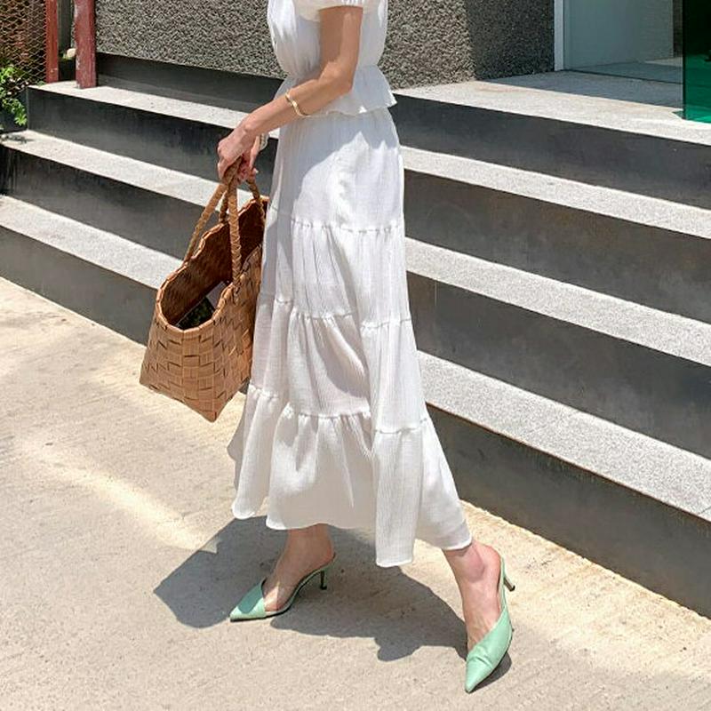 【新作10%OFF】ティアードスカート・全2色・t56419 レディース【sk】【韓国 ファッション スカート ロング ロングス