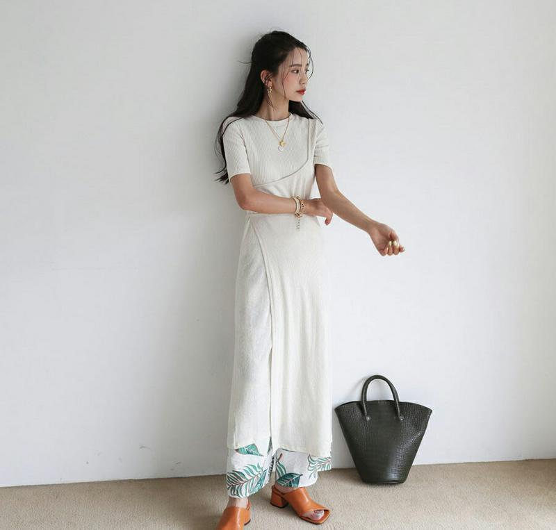 【新作10%OFF】バックスリットドロストTシャツ&ラップワンピースSET・全2色・t56420 レディース【ops】【韓国 フ