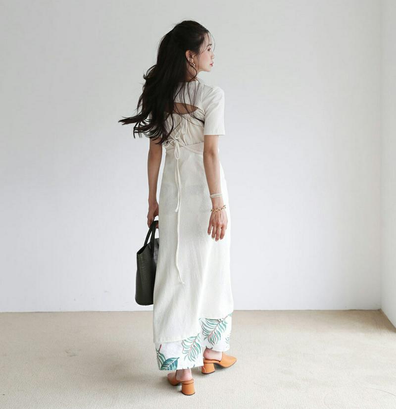 【新作10%OFF】バックスリットドロストTシャツ&ラップワンピースSET・全2色・t56420 レディース【ops】【韓国 フ