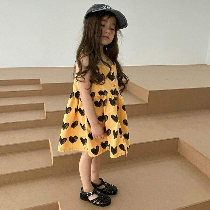 【新作10%OFF】ハート柄キャミソールワンピース・u03901 キッズ【3~8才】【ops】【ワンピース ミディ丈 ミディワン