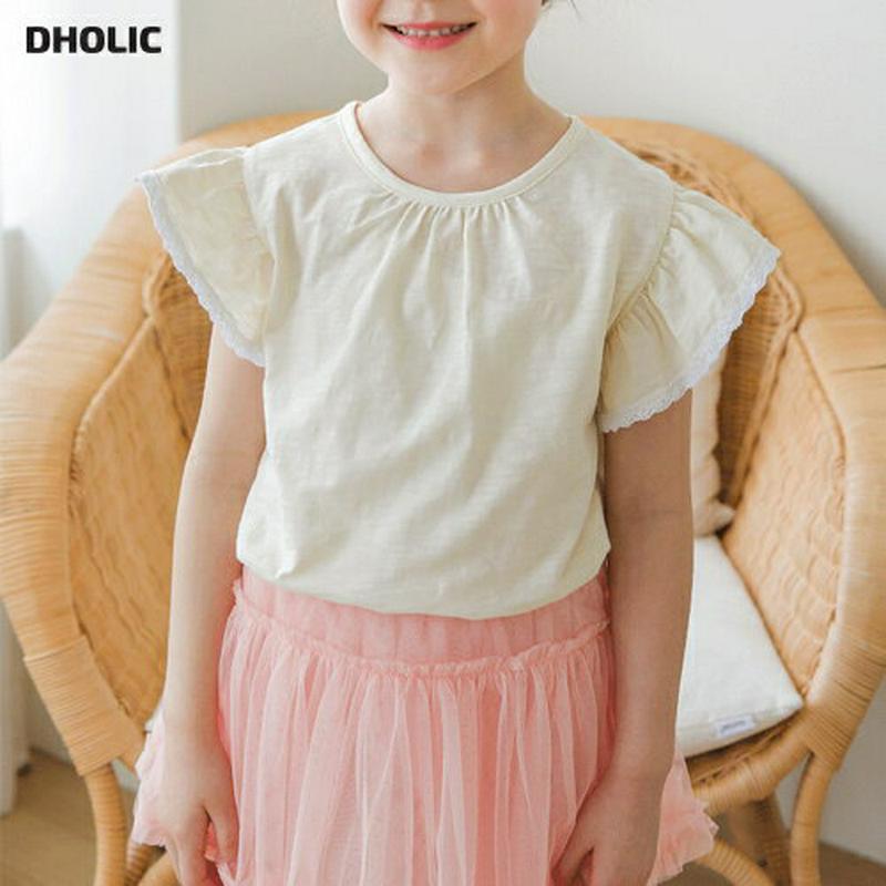 【新作10%OFF】レースフリルスリーブTシャツ(クリーム)・p003866 キッズ【3~8才】【tops】【トップス Tシャツ