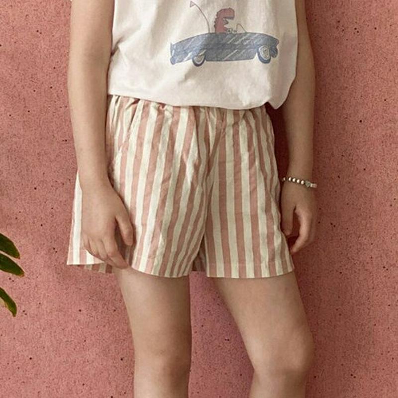 【新作10%OFF】リネン混ストライプショートパンツ・u03987 キッズ【3~8才】【pt】【ショートパンツ 短パン ズボン 