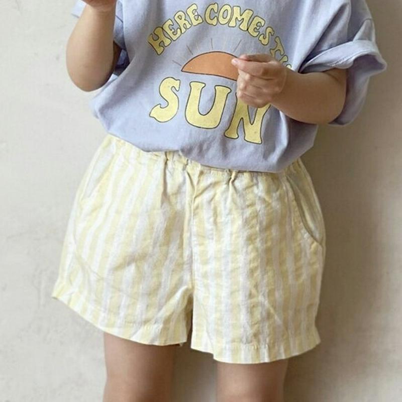 【新作10%OFF】リネン混ストライプショートパンツ・u03987 キッズ【3~8才】【pt】【ショートパンツ 短パン ズボン 