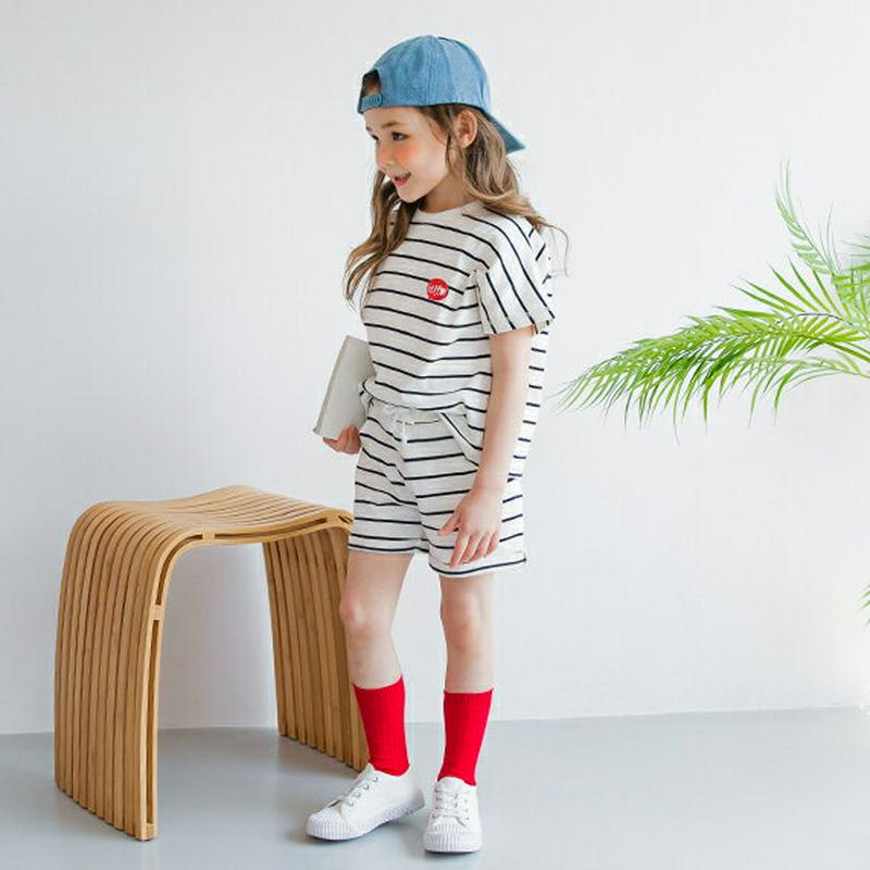 【新作10%OFF】HELLOボーダー上下SET・p003842 キッズ【3~8才】【set】【セットアップ setup トップ