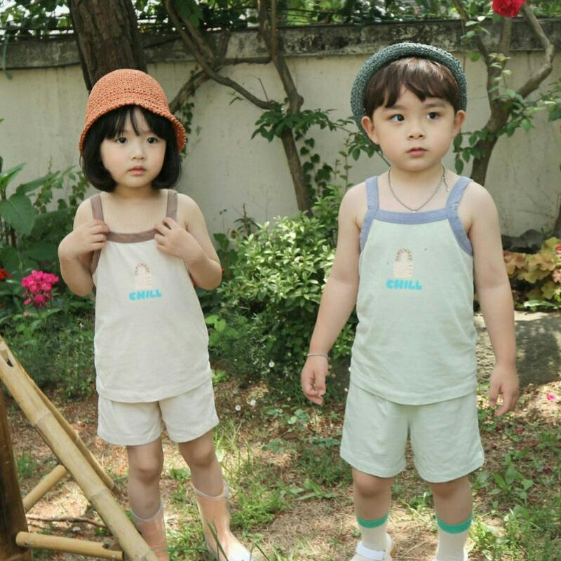 【新作10%OFF】Chillカラーラインキャミ&パンツSET・u04021 キッズ【3~8才】【set】【セット set キャ
