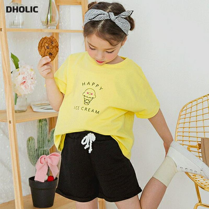 【新作10%OFF】アイスクリームTシャツ&パンツSET(イエロー)・p003840 キッズ【3~8才】【set】【セット se