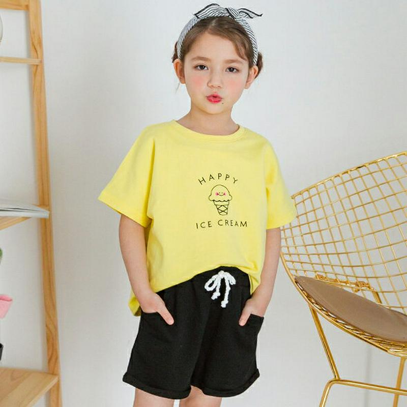 【新作10%OFF】アイスクリームTシャツ&パンツSET(イエロー)・p003840 キッズ【3~8才】【set】【セット se