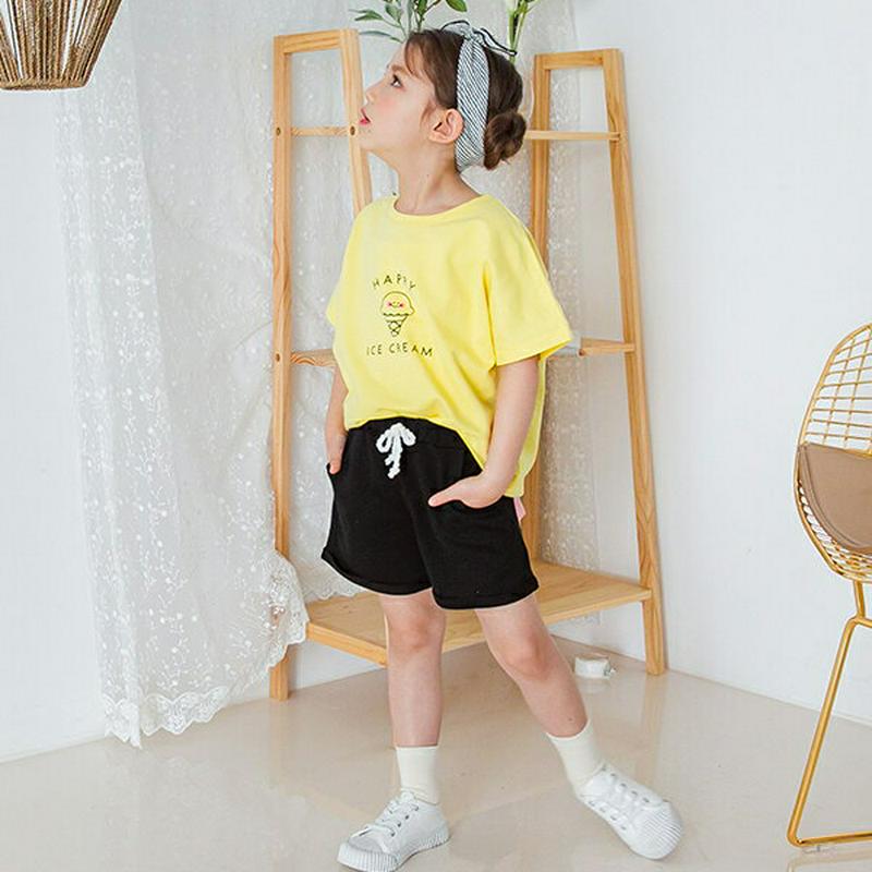 【新作10%OFF】アイスクリームTシャツ&パンツSET(イエロー)・p003840 キッズ【3~8才】【set】【セット se