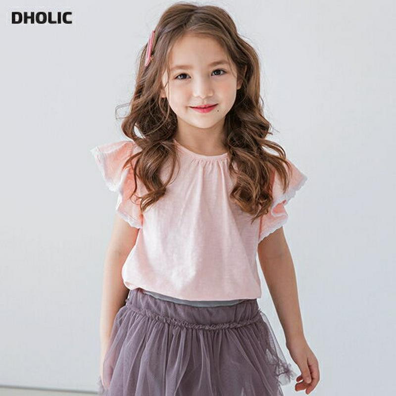 【新作10%OFF】レースフリルスリーブTシャツ(ピンク)・p003865 キッズ【3~8才】【tops】【トップス Tシャツ 
