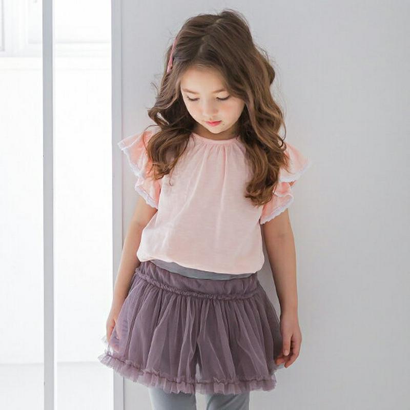 【新作10%OFF】レースフリルスリーブTシャツ(ピンク)・p003865 キッズ【3~8才】【tops】【トップス Tシャツ 