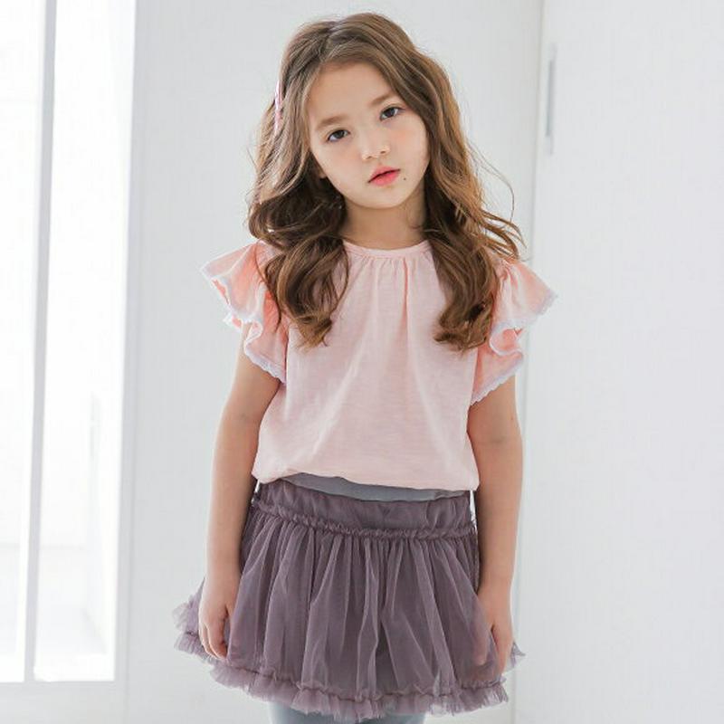【新作10%OFF】レースフリルスリーブTシャツ(ピンク)・p003865 キッズ【3~8才】【tops】【トップス Tシャツ 