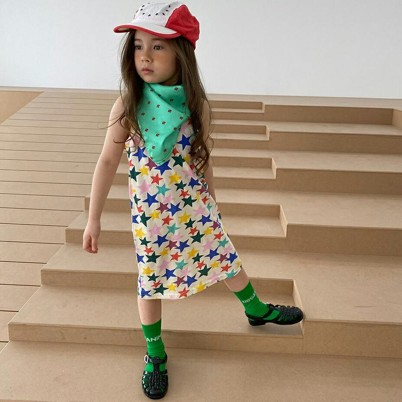 【新作10%OFF】カラフルスターロングワンピース u03892・キッズ 【3~8才】【ops】【韓国 ファッション ワンピース