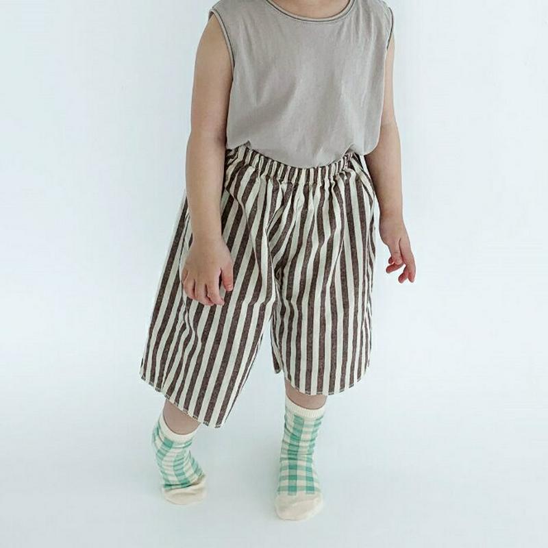 【新作10%OFF】ストライプパターンクロップドパンツ・u03839 キッズ【3~8才】【pt】【パンツ ズボン ボトムス クロ