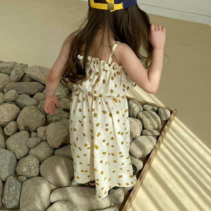 【新作10%OFF】花柄フリルスリーブレスワンピース u03906・キッズ 【3~8才】【ops】【韓国 ファッション ワンピー