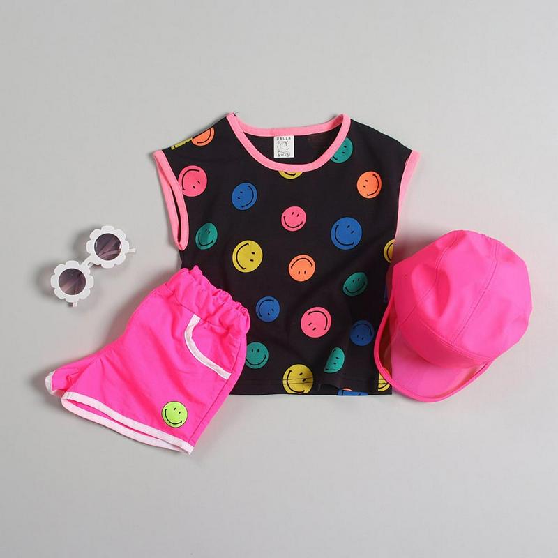 【新作10%OFF】カラフルスマイルドットスリーブレス u03661・キッズ 【3~8才】【tops】【韓国 ファッション トッ