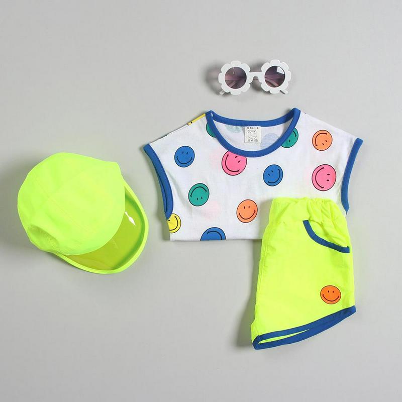 【新作10%OFF】カラフルスマイルドットスリーブレス u03661・キッズ 【3~8才】【tops】【韓国 ファッション トッ