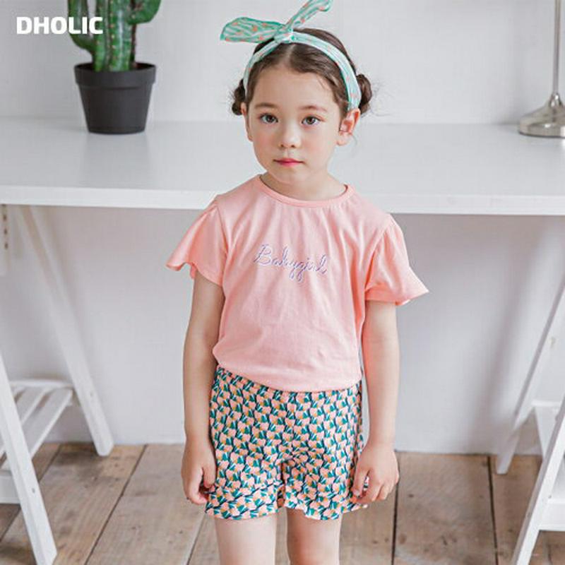【新作10%OFF】英字Tシャツ&パターンミニパンツSET(ピンク)・p003870 キッズ【3~8才】【set】【セット se