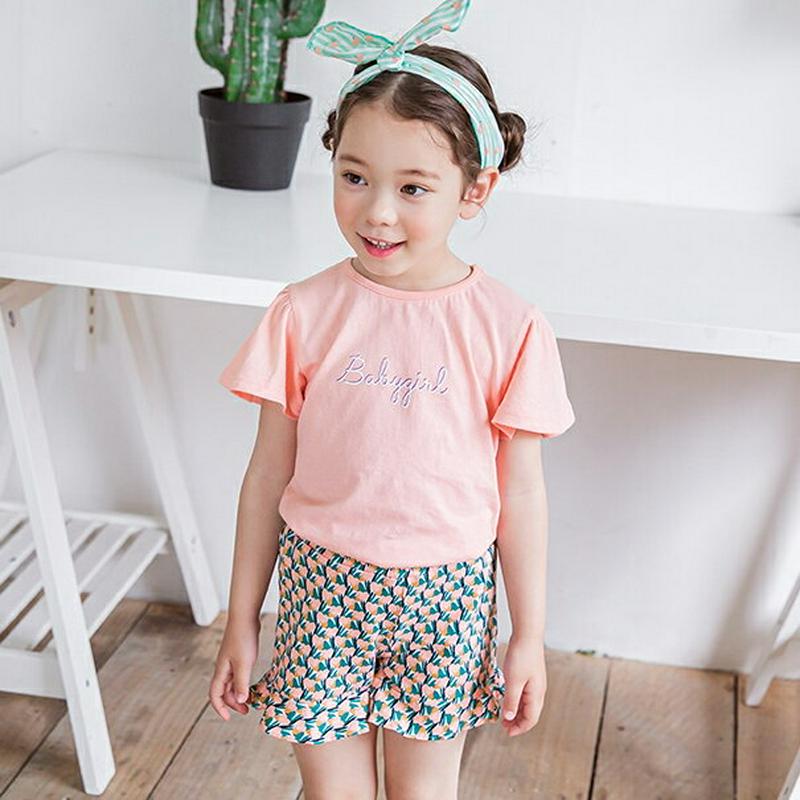 【新作10%OFF】英字Tシャツ&パターンミニパンツSET(ピンク)・p003870 キッズ【3~8才】【set】【セット se