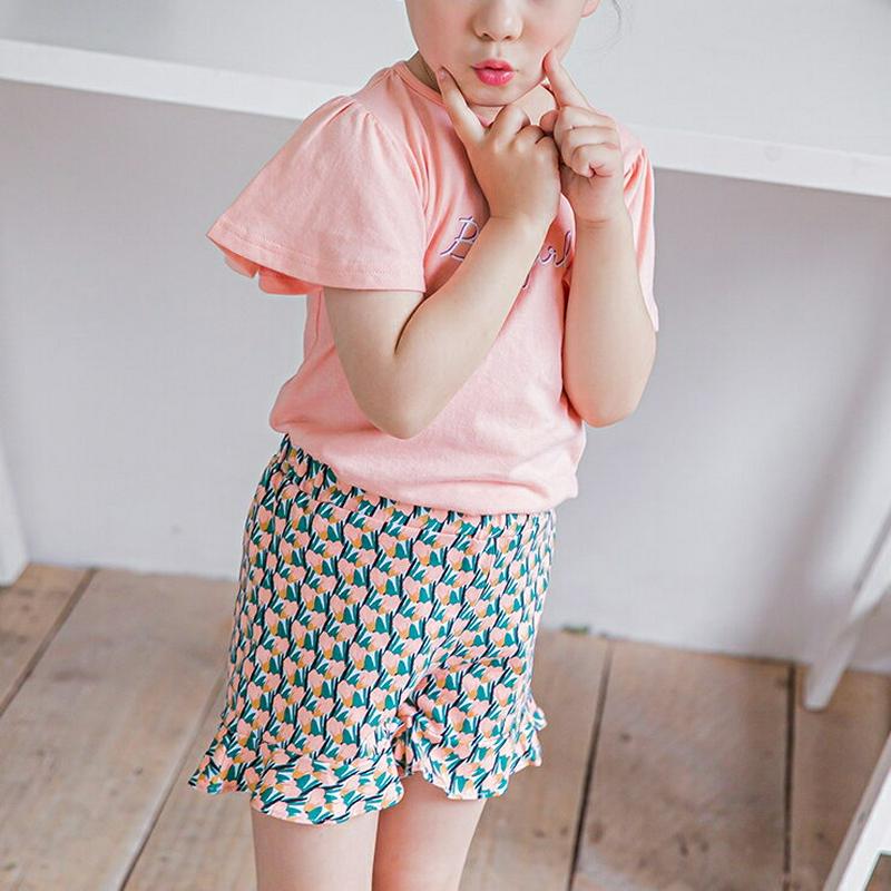 【新作10%OFF】英字Tシャツ&パターンミニパンツSET(ピンク)・p003870 キッズ【3~8才】【set】【セット se
