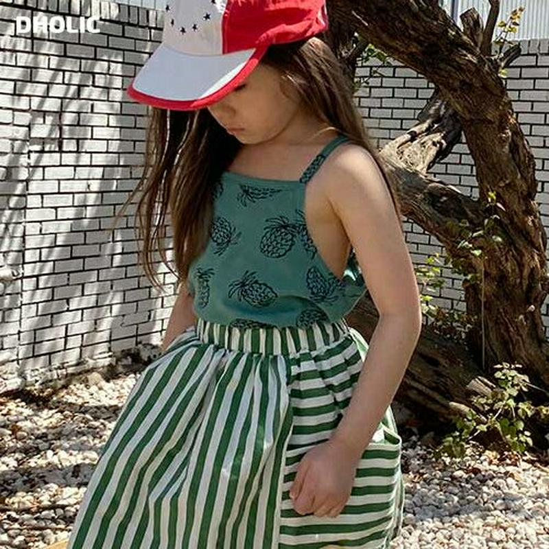 【新作10%OFF】パイナップル柄キャミソール u03925・キッズ 【3~8才】【tops】【韓国 ファッション トップス T