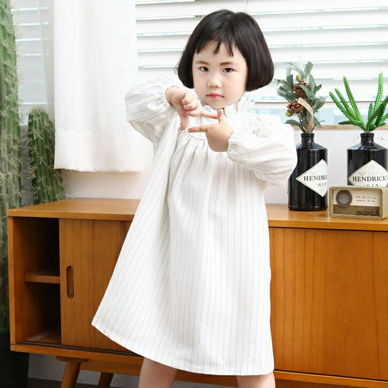 フリルネックストライプワンピース p002667・キッズ 【3~8才】【ops】【韓国 ファッション ワンピース ミディ ミドル 膝丈 長袖 フレア Aライン 女の子 お出かけ フリル ストライプ モックネック ハ0フネック 子供 子供服 ジュニア 夏 春 秋】【KIDS】