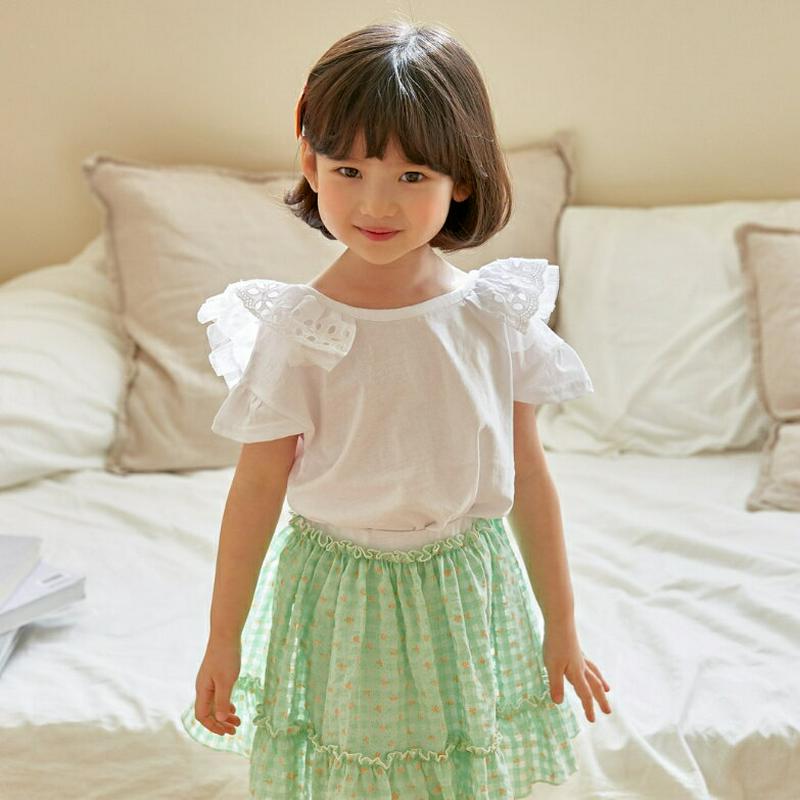 【新作10%OFF】チュールパンチングレースTシャツ u02888・キッズ 【3~8才】【tops】【韓国 ファッション トップ