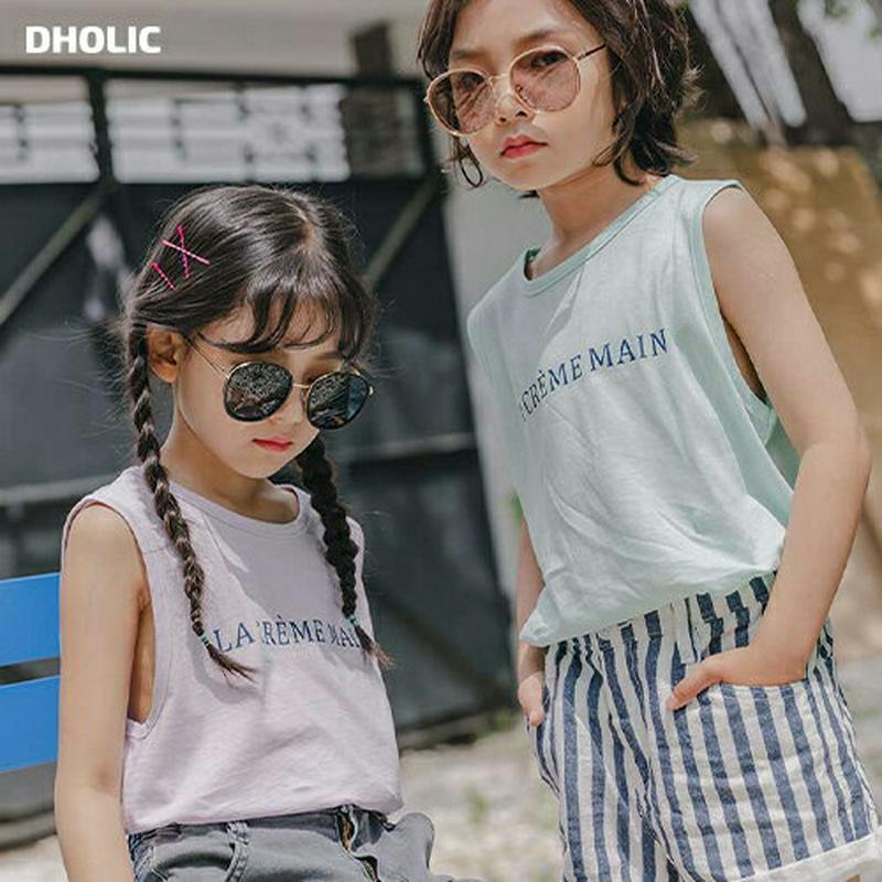【新作10%OFF】Creamスリーブレス u03770・キッズ 【3~8才】【tops】【韓国 ファッション トップス Tシャ