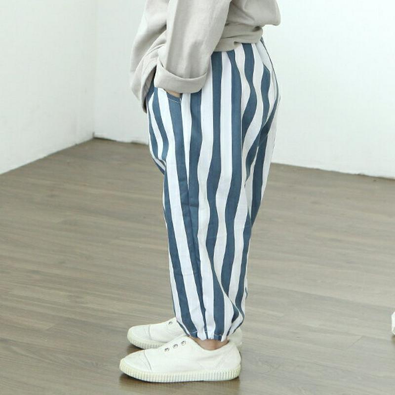 ストライプテーパードパンツ p002663・キッズ 【3~8才】【pt】【韓国 ファッション ボトムス パンツ ロング テーパード スラウチ ストライプ マリン ルーズ ゆったり 女の子 男の子 子供 子供服 小学生 ジュニア 夏 春 秋】【KIDS】