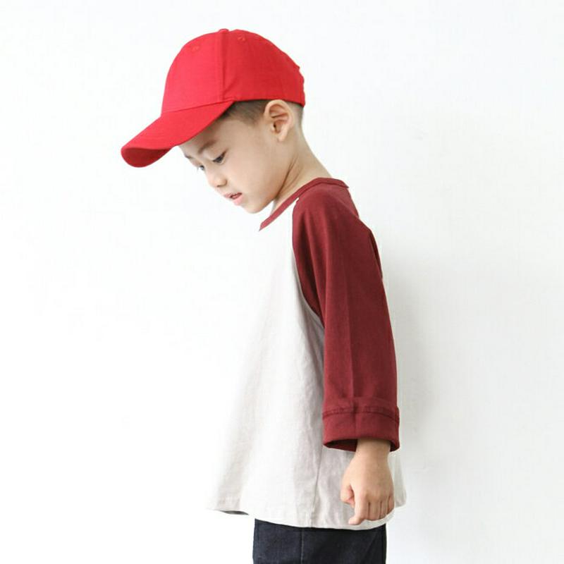 配色ラグランTシャツ p002664・キッズ 【3~8才】【tops】【韓国 ファッション トップス Tシャツ カットソー 長袖 ルーズ ゆったり 女の子 男の子 無地 コットン100 ロゴ ロング ロンT 子供 子供服 小学生 ジュニア 夏 春 秋】【KIDS】