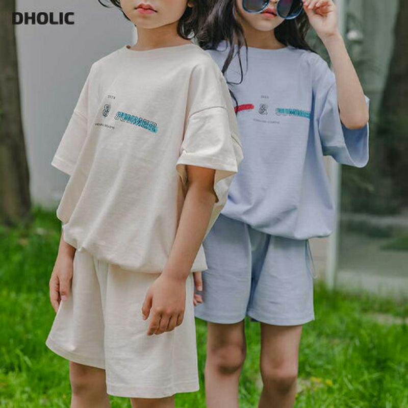 【新作10%OFF】レタリングTシャツ&ショートパンツSET u03743・キッズ 【3~8才】【SET】【韓国 ファッション 