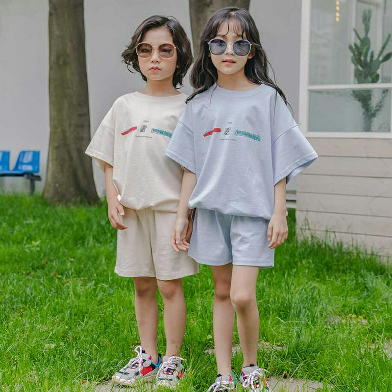 【新作10%OFF】レタリングTシャツ&ショートパンツSET u03743・キッズ 【3~8才】【SET】【韓国 ファッション 