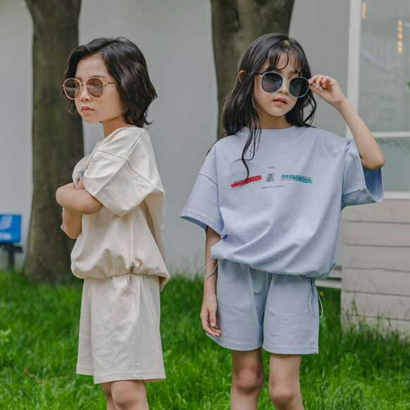 【新作10%OFF】レタリングTシャツ&ショートパンツSET u03743・キッズ 【3~8才】【SET】【韓国 ファッション 