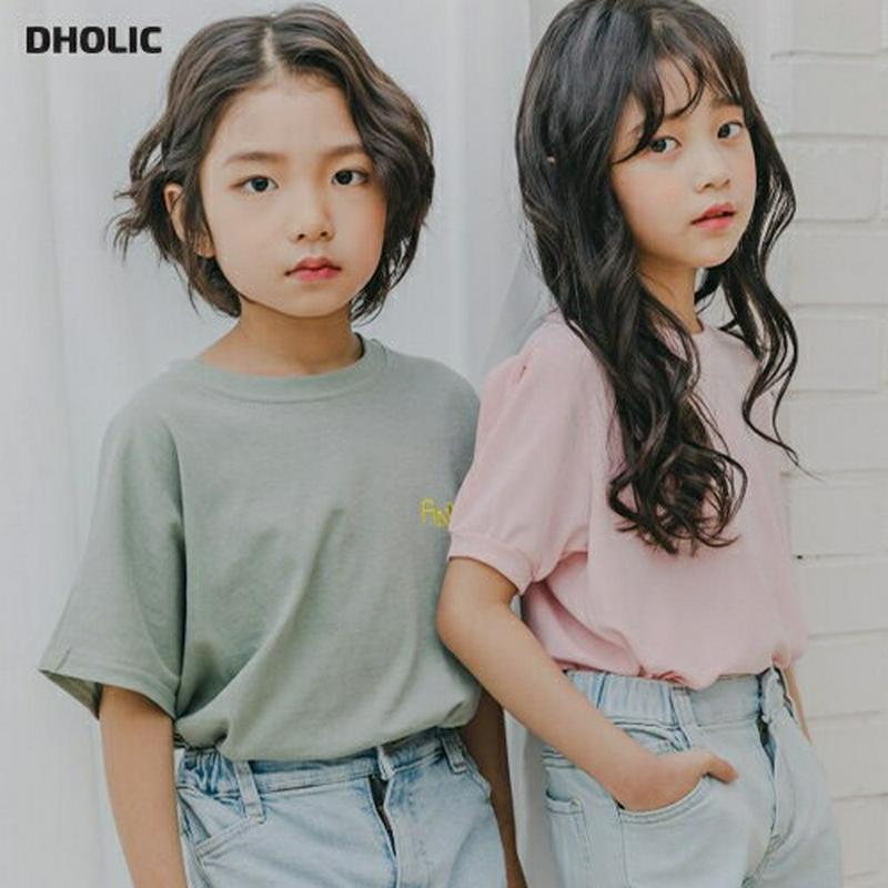 【新作10%OFF】配色レタリングポイントTシャツ u03732・キッズ 【3~8才】【tops】【韓国 ファッション トップス