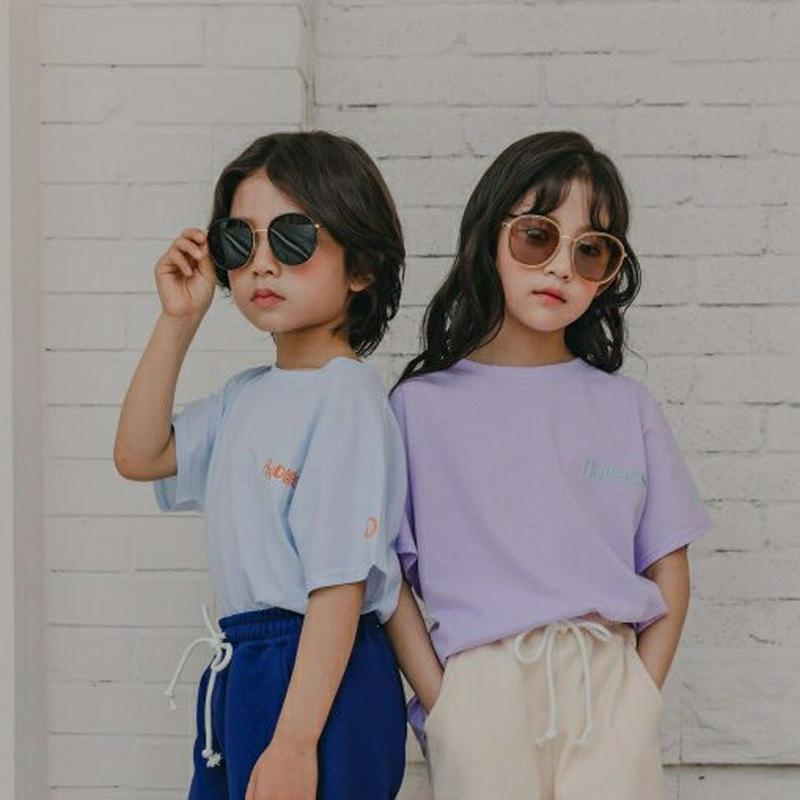 【新作10%OFF】配色レタリングポイントTシャツ u03732・キッズ 【3~8才】【tops】【韓国 ファッション トップス