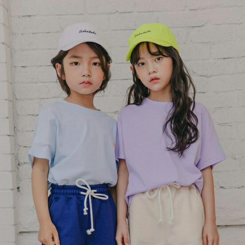 【新作10%OFF】配色レタリングポイントTシャツ u03732・キッズ 【3~8才】【tops】【韓国 ファッション トップス