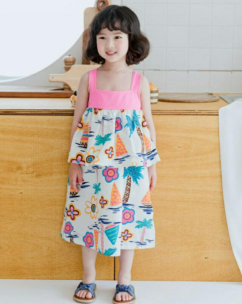 【新作10%OFF】ダブルティアード花柄ワンピース u03822・キッズ 【3~8才】【ops】【韓国 ファッション ワンピース