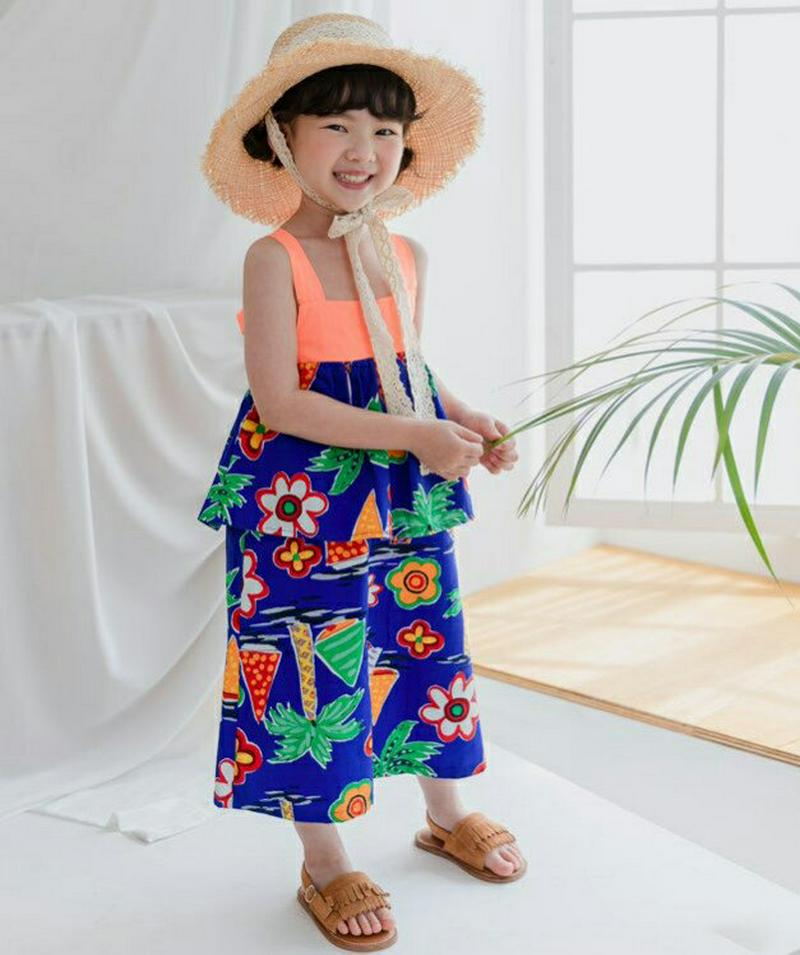 【新作10%OFF】ダブルティアード花柄ワンピース u03822・キッズ 【3~8才】【ops】【韓国 ファッション ワンピース