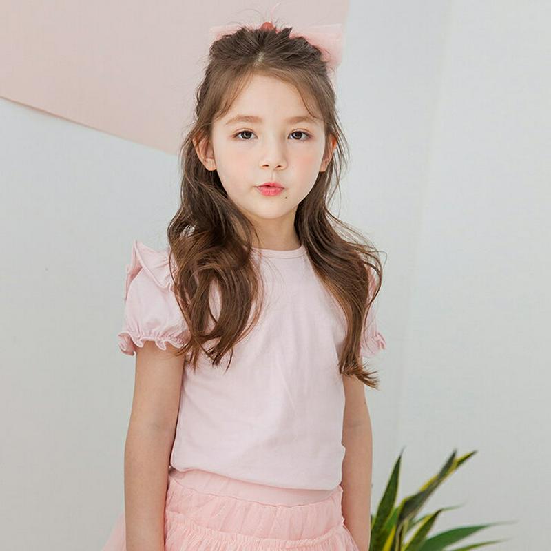 【新作10%OFF】フリルスリーブTシャツ p003683・キッズ 【3~8才】【tops】【韓国 ファッション トップス Tシ