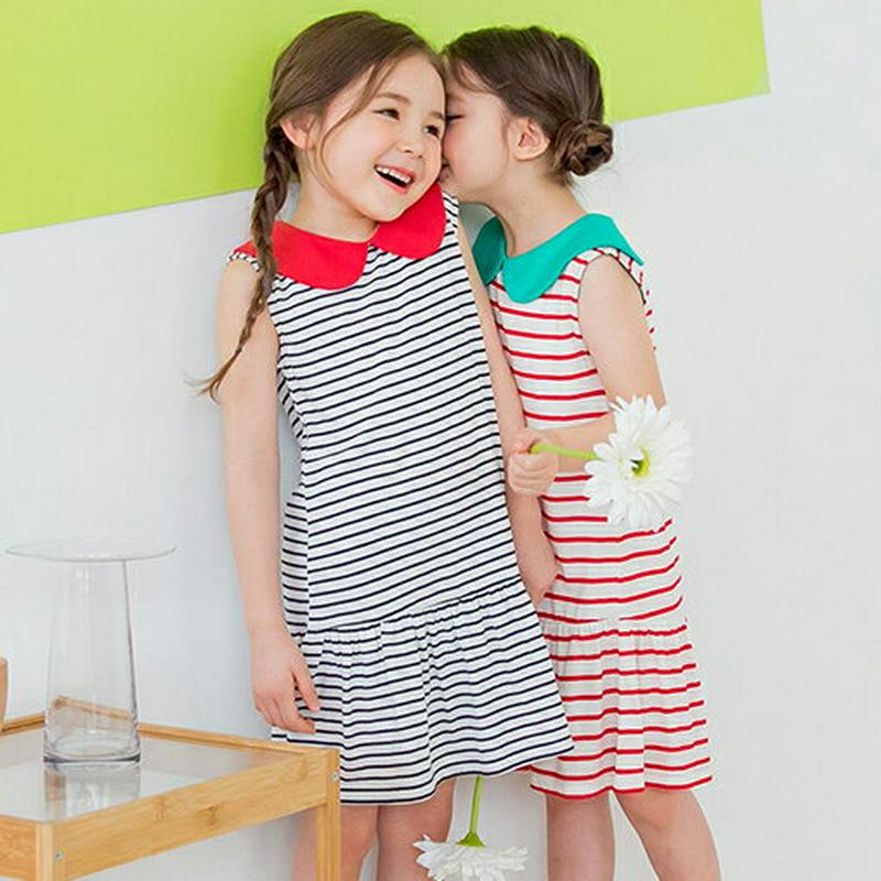 【新作10%OFF】ラウンドカラーボーダーワンピース(ネイビー) p003584・キッズ 【3~8才】【ops】【韓国 ファッシ