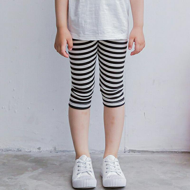 【新作10%OFF】ボーダークロップドレギンス p003653・キッズ 【3~8才】【pt】【韓国 ファッション ボトムス レギ