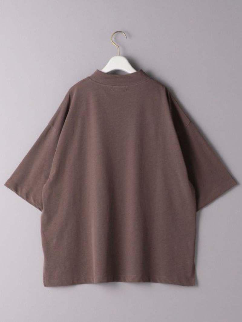 BY コットンワイドハイネック6分袖Tシャツ◆