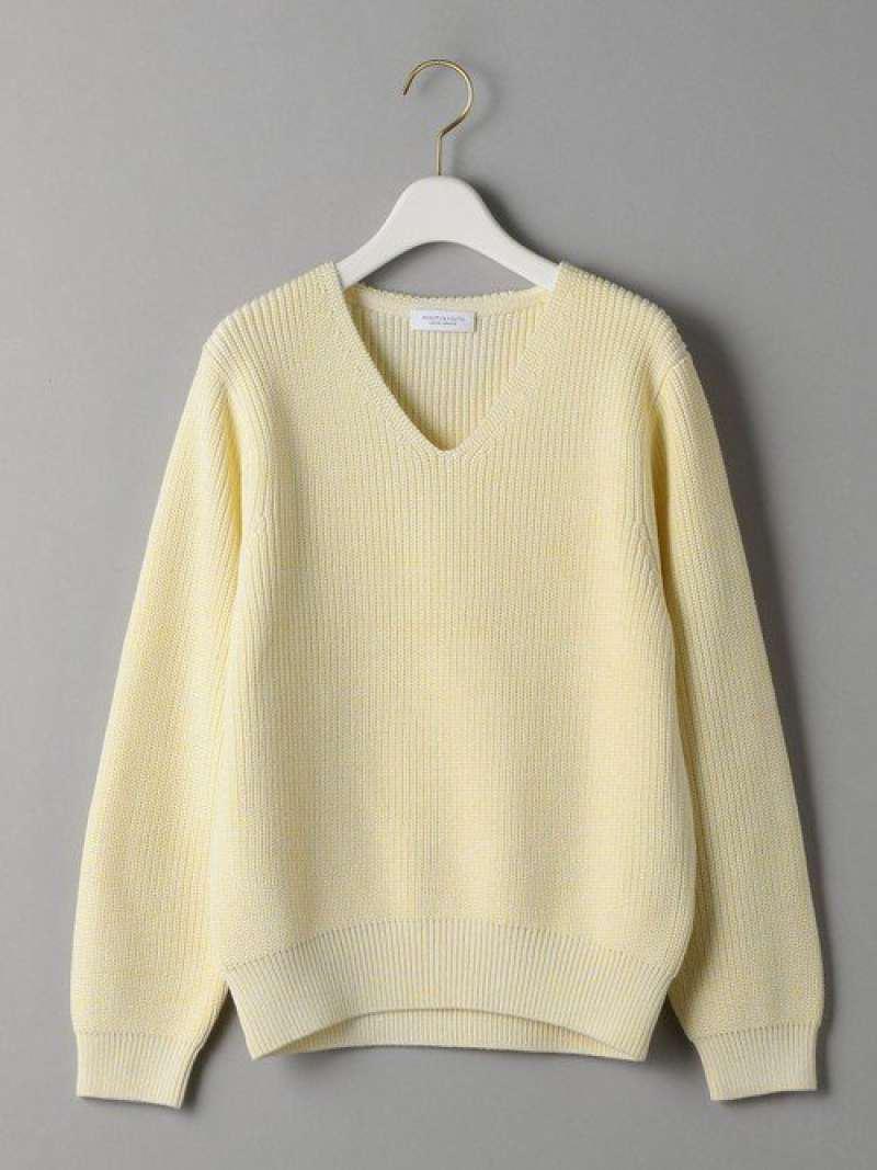 BY ミックスカラー畦Vネックニットプルオーバー -ウォッシャブル- о