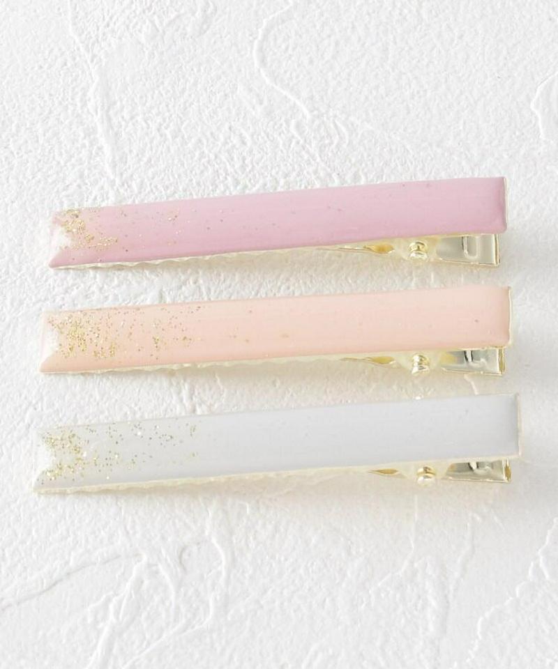 ペールカラーラメヘアクリップセット(3P)