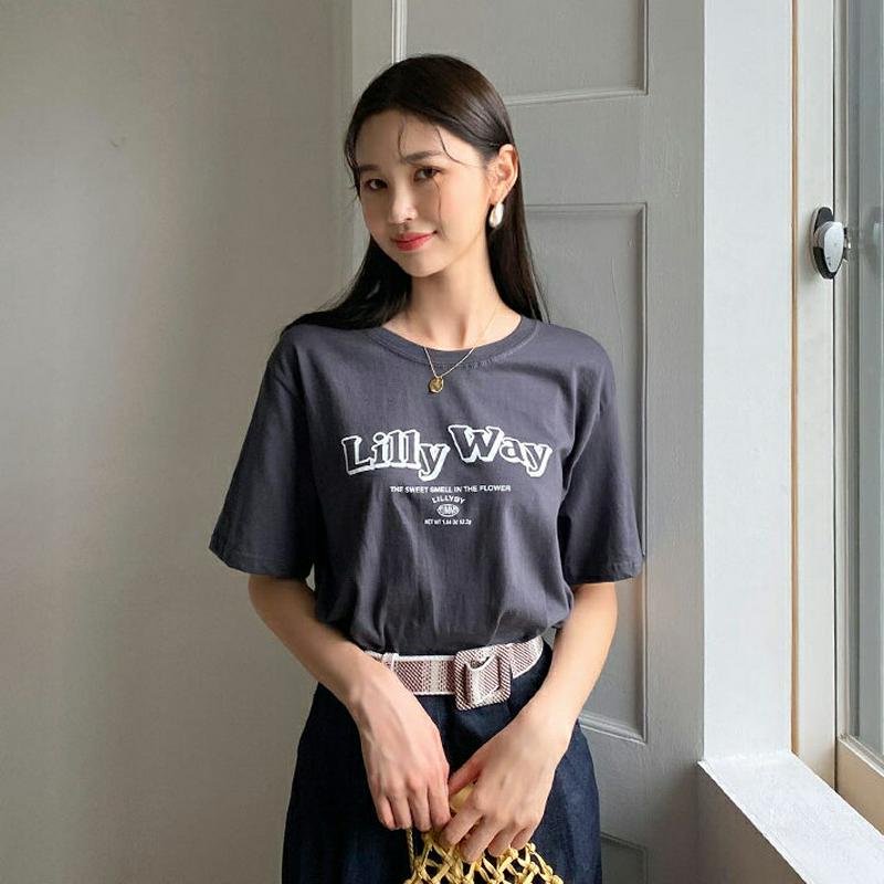 レタリングTシャツ・全4色・t60232 レディース【tops】【韓国 ファッション トップス Tシャツ 半袖 ハーフスリーブ 