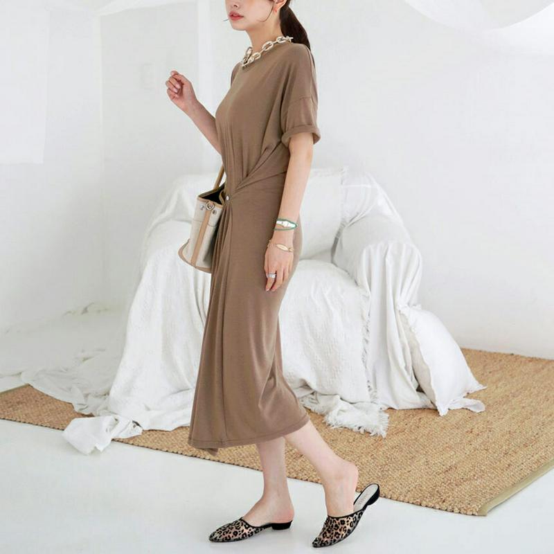 ボタンロングワンピース・全4色・b63004 レディース【ops】【韓国 ファッション ワンピース ロング ロングワンピース 半