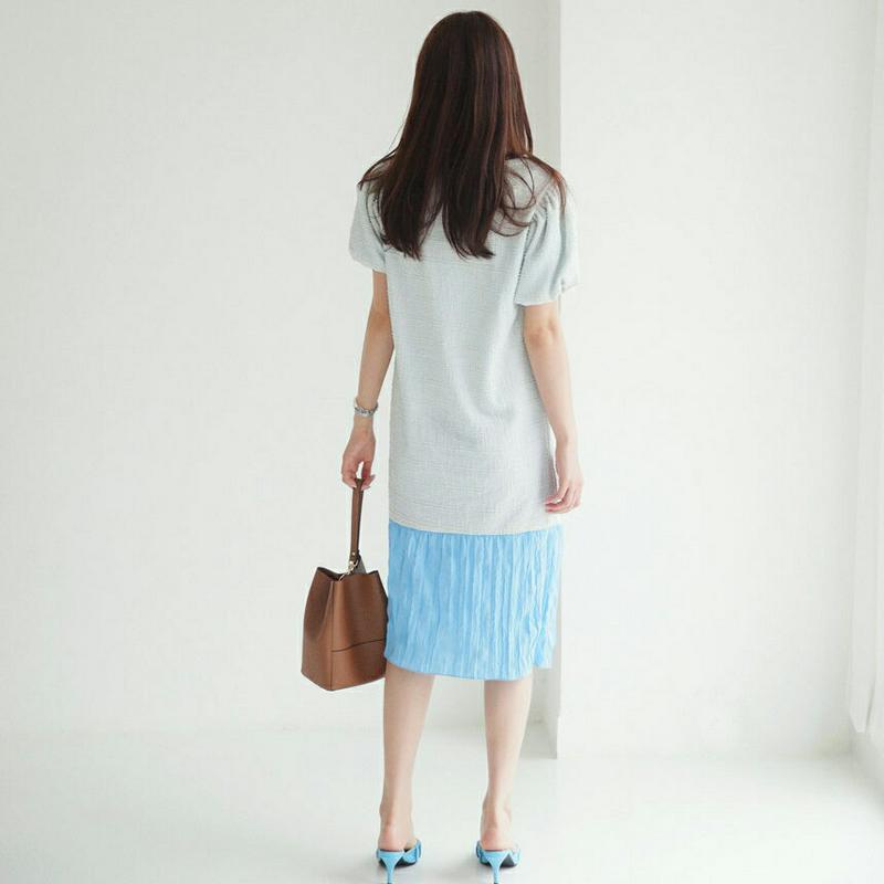 リンクルヘムツイードワンピース・全3色・b63003 レディース【ops】【韓国 ファッション ワンピース ミディ丈　ミディワン